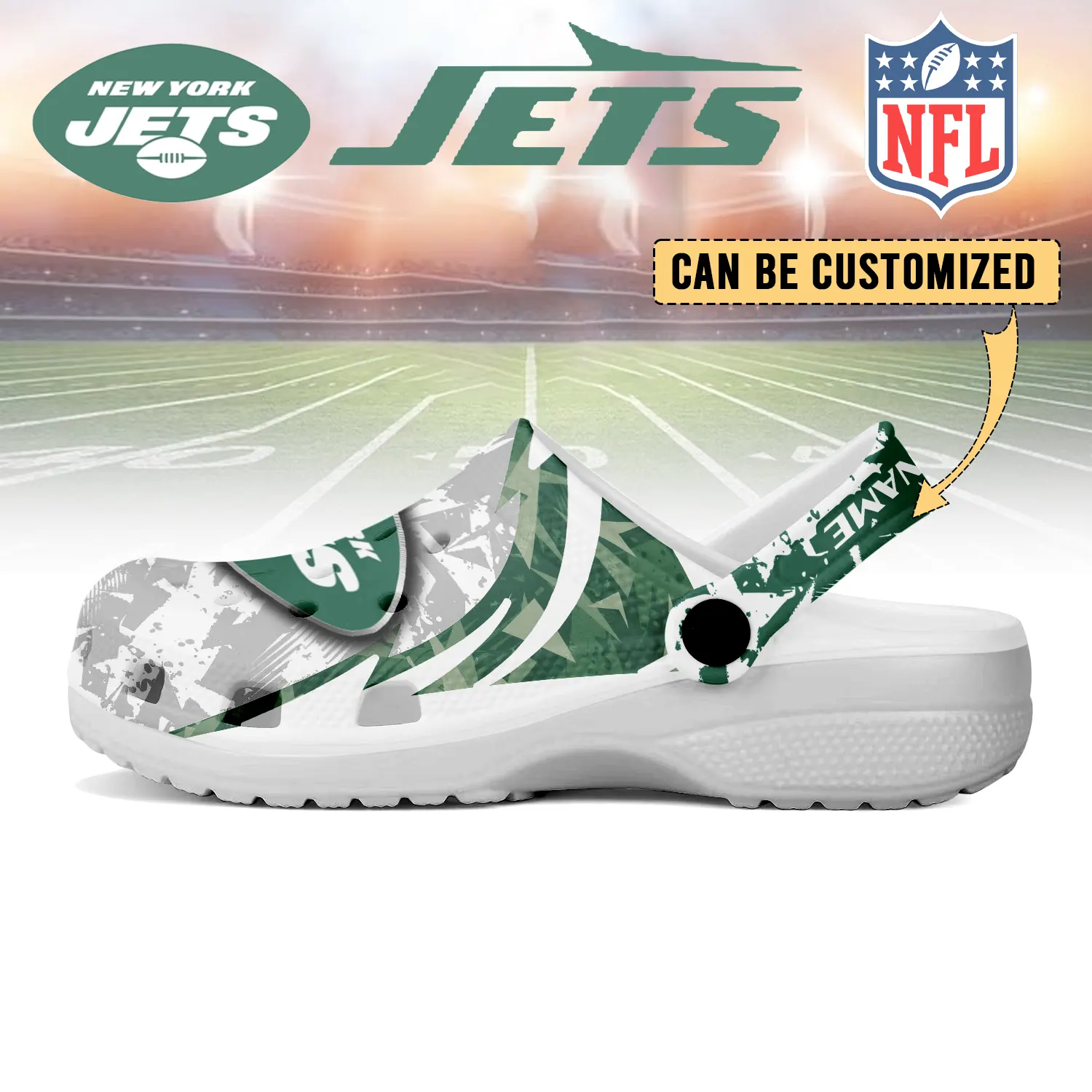 Merchidea New York Jets NFL Crocs Crocband Clogs Shoes Comfortable For Men Women and Kids