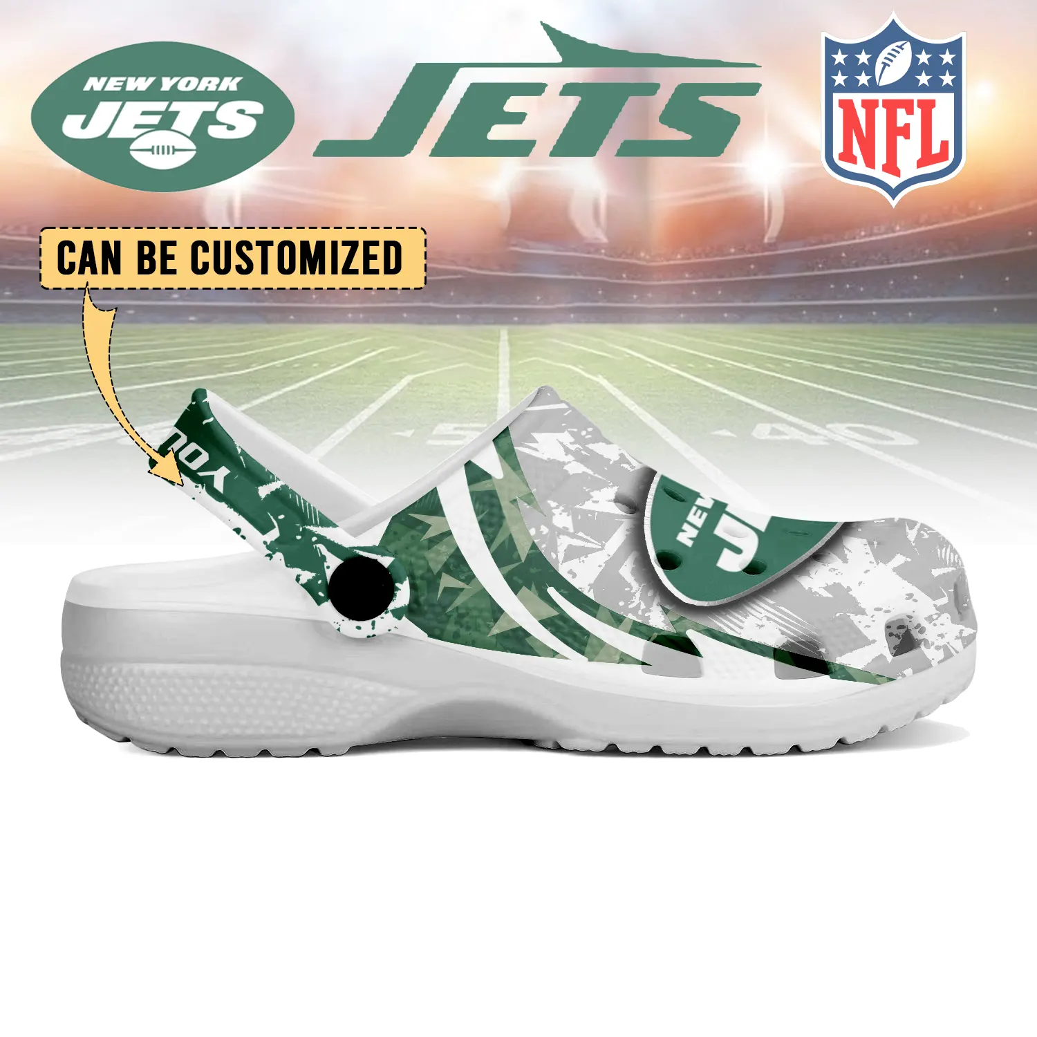 Merchidea New York Jets NFL Crocs Crocband Clogs Shoes Comfortable For Men Women and Kids