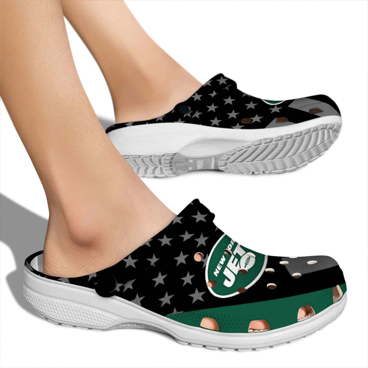 Merchidea New York Jets NFL Sport Crocs Crocband Clogs Shoes Comfortable For Men Women and Kids