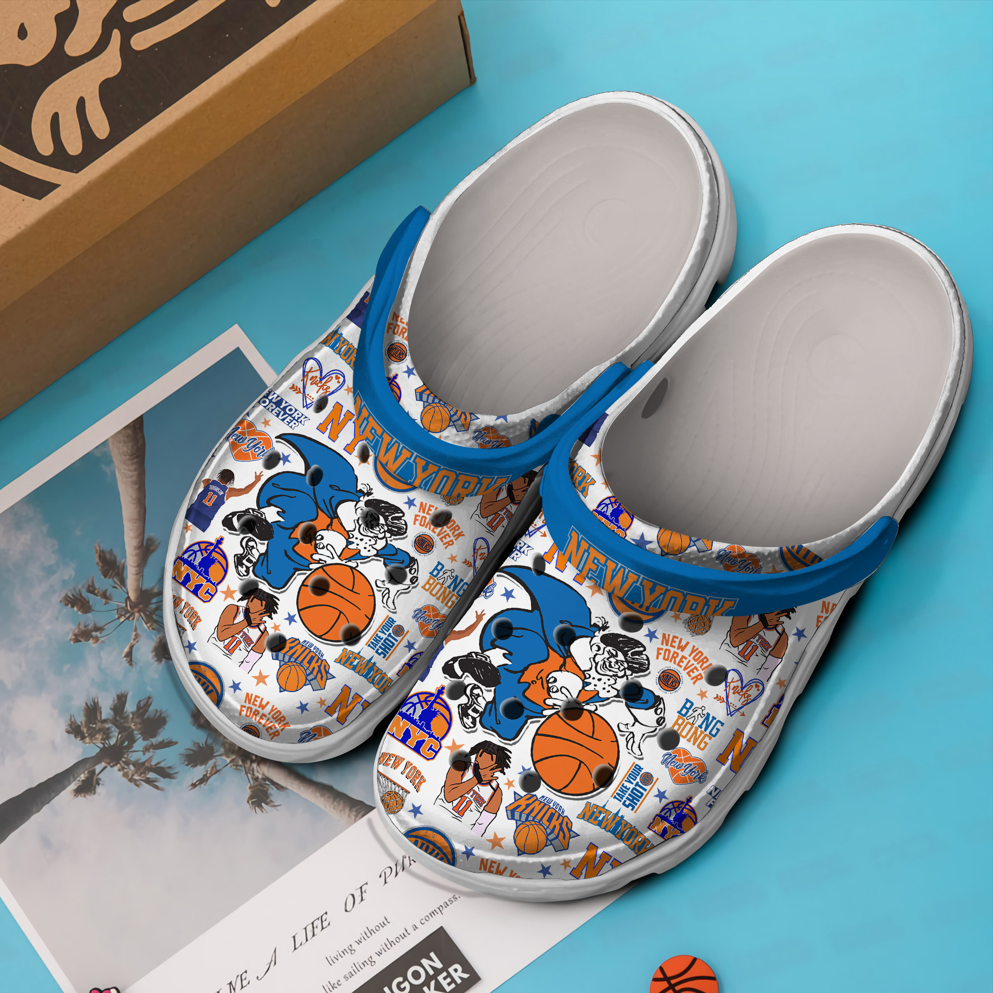 Merchidea New York Knicks Basketball NBA Sport Crocs Crocband Clogs Shoes Comfortable For Men Women and Kids