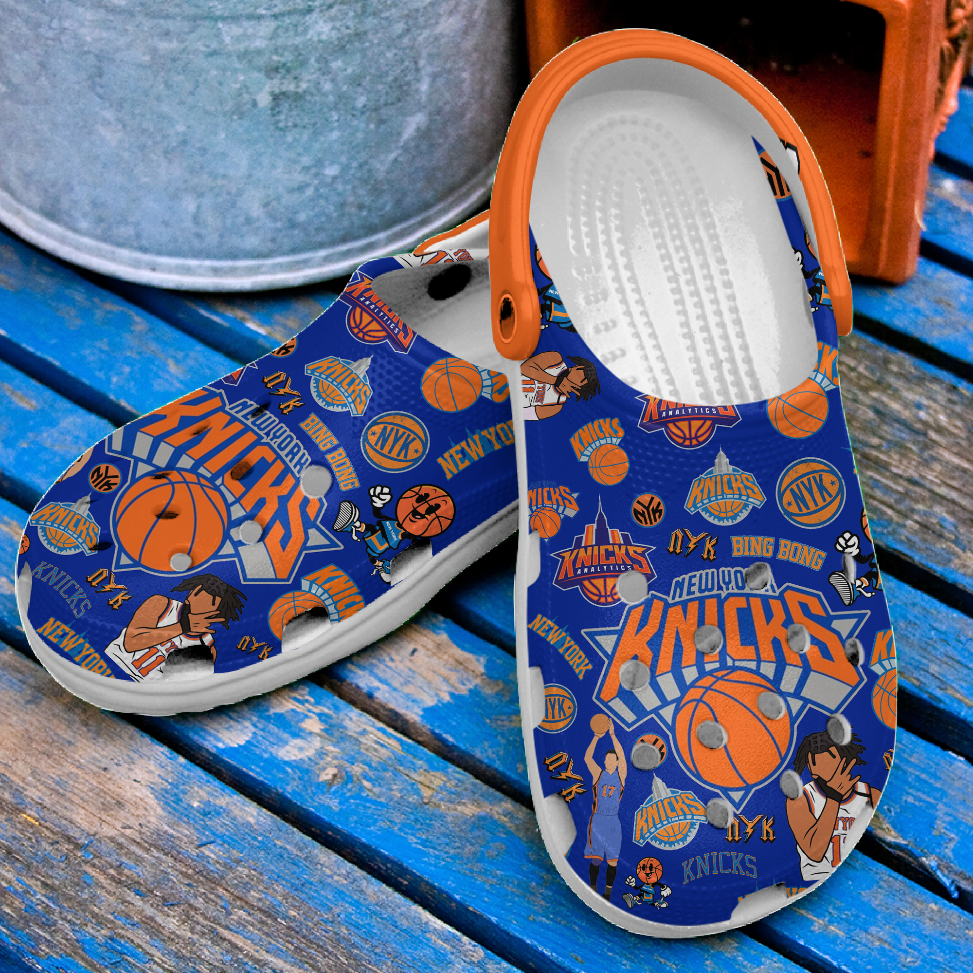Merchidea New York Knicks Basketball NBA Sport Crocs Crocband Clogs Shoes Comfortable For Men Women and Kids