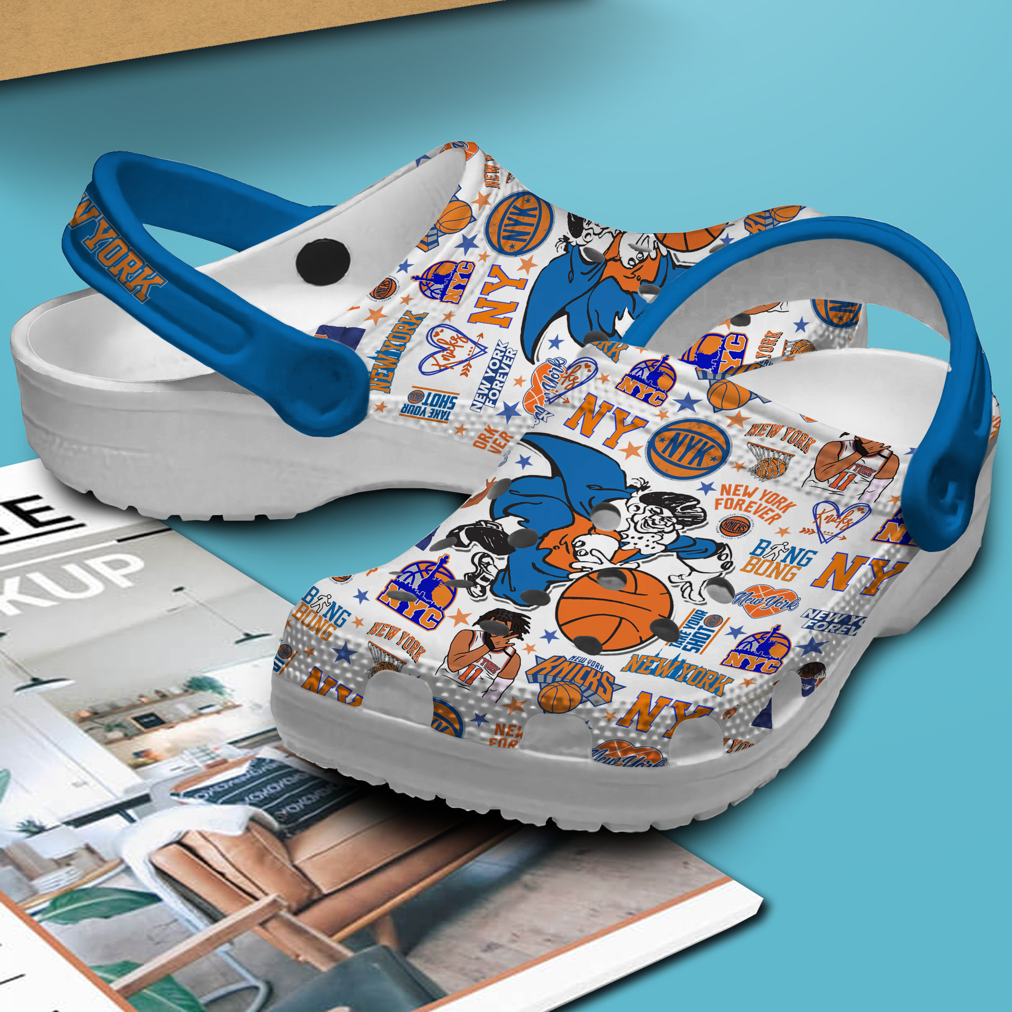 Merchidea New York Knicks Basketball NBA Sport Crocs Crocband Clogs Shoes Comfortable For Men Women and Kids