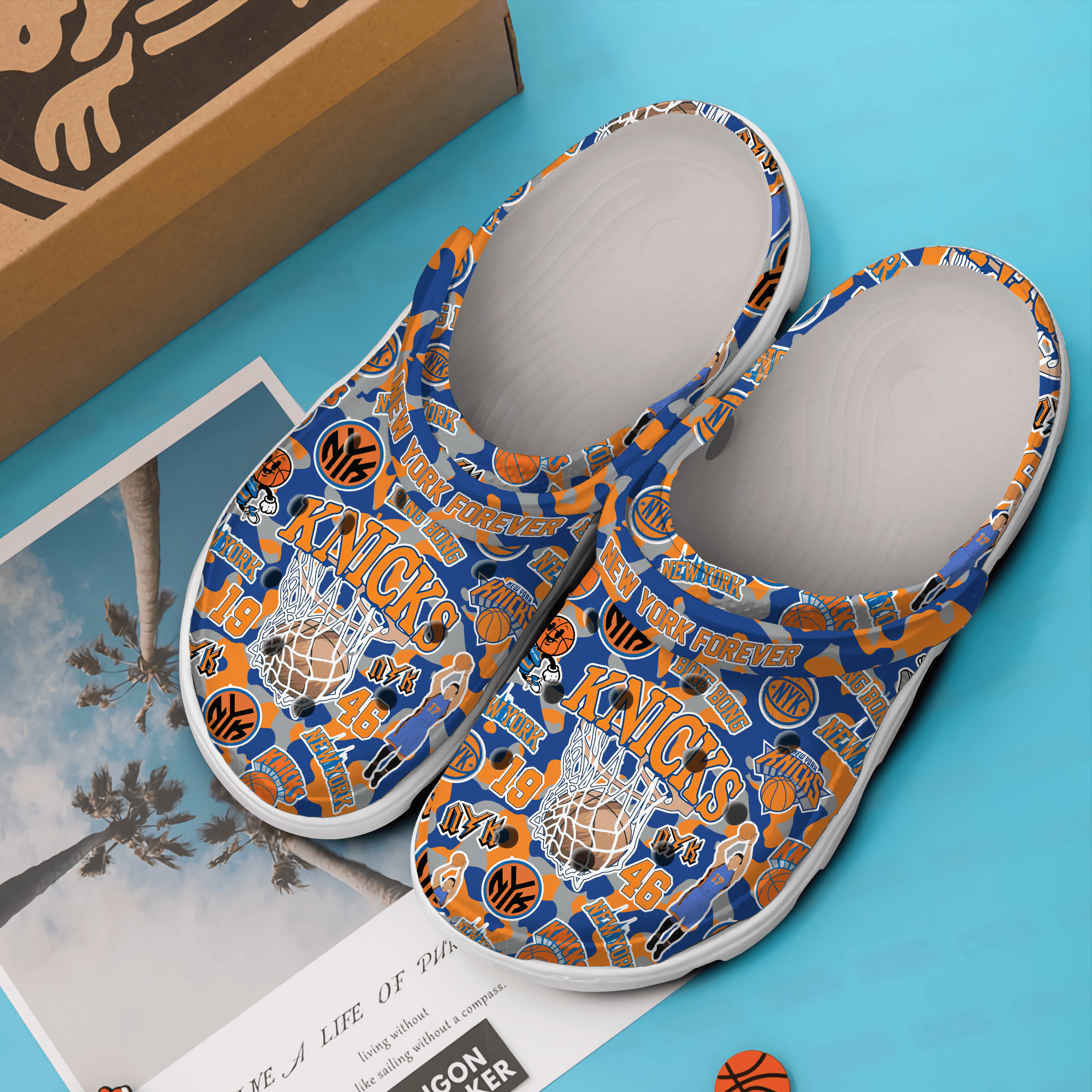 Merchidea New York Knicks NBA Sport Crocs Crocband Clogs Shoes Comfortable For Men Women and Kids