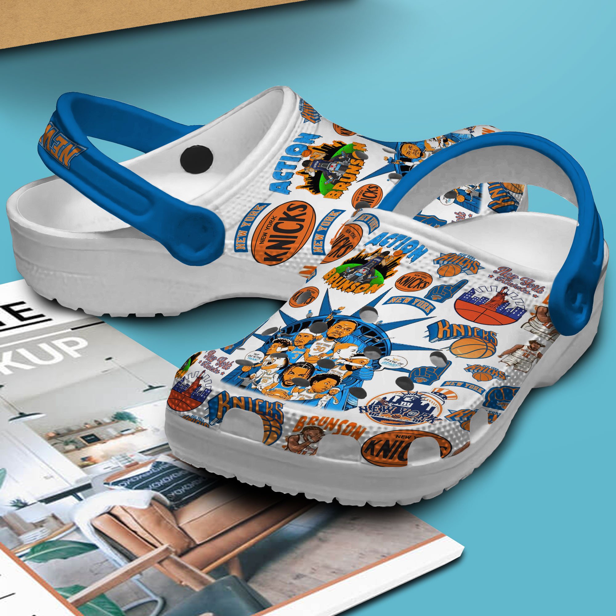 Merchidea New York Knicks NBA Sport Crocs Crocband Clogs Shoes Comfortable For Men Women and Kids