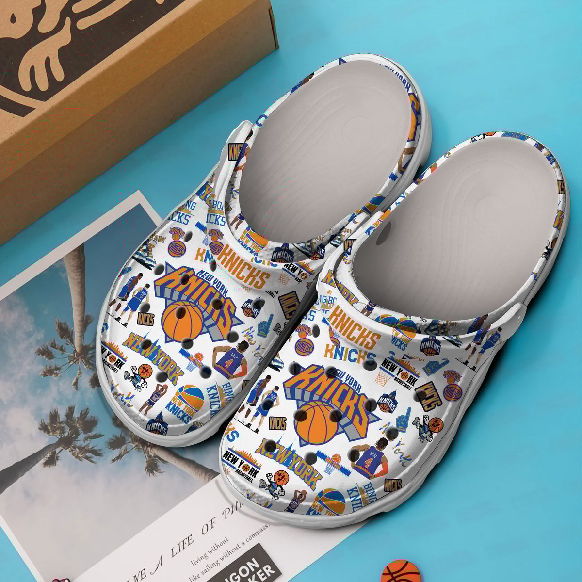 Merchidea New York Knicks NBA Sport Crocs Crocband Clogs Shoes Comfortable For Men Women and Kids