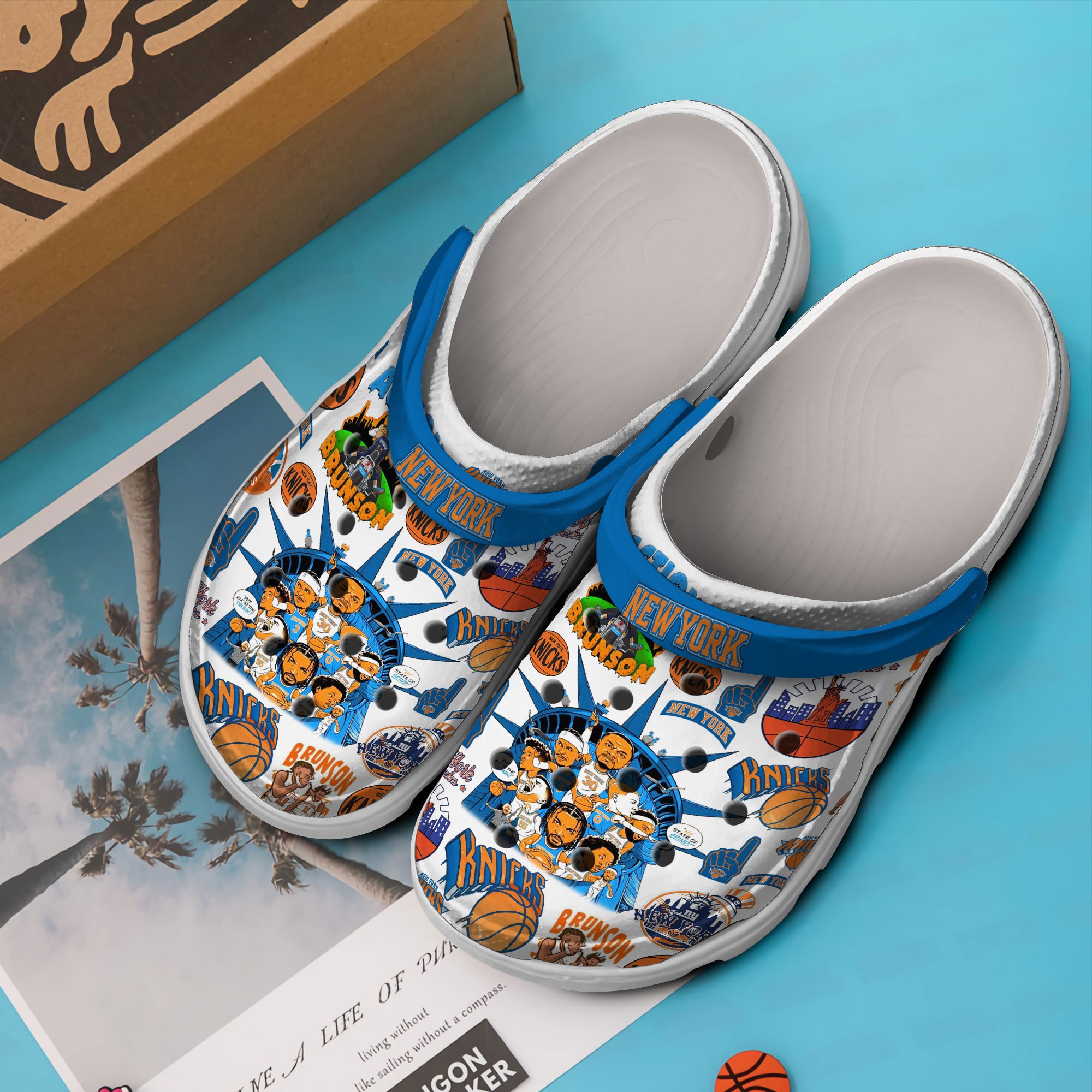 Merchidea New York Knicks NBA Sport Crocs Crocband Clogs Shoes Comfortable For Men Women and Kids