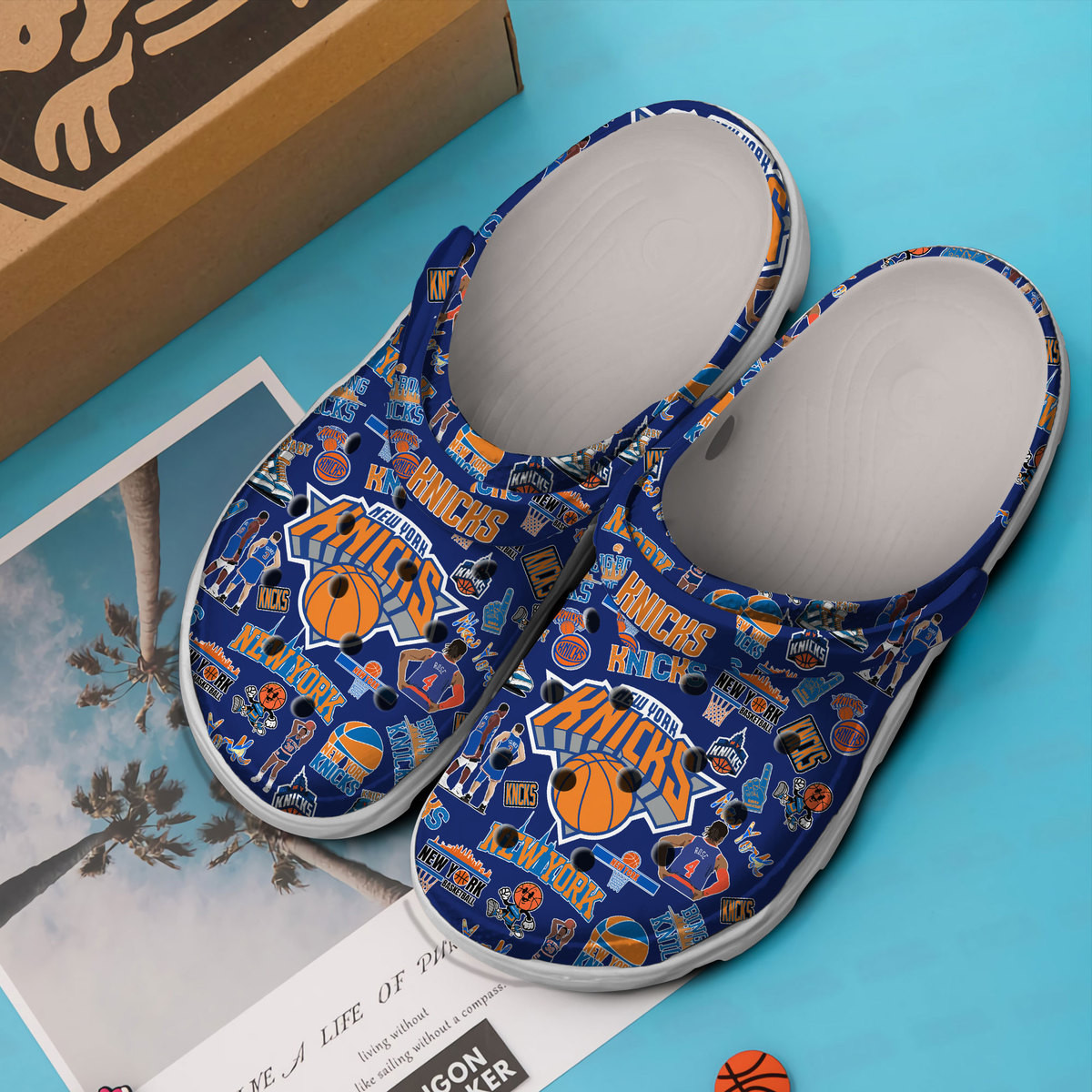 Merchidea New York Knicks NBA Sport Crocs Crocband Clogs Shoes Comfortable For Men Women and Kids