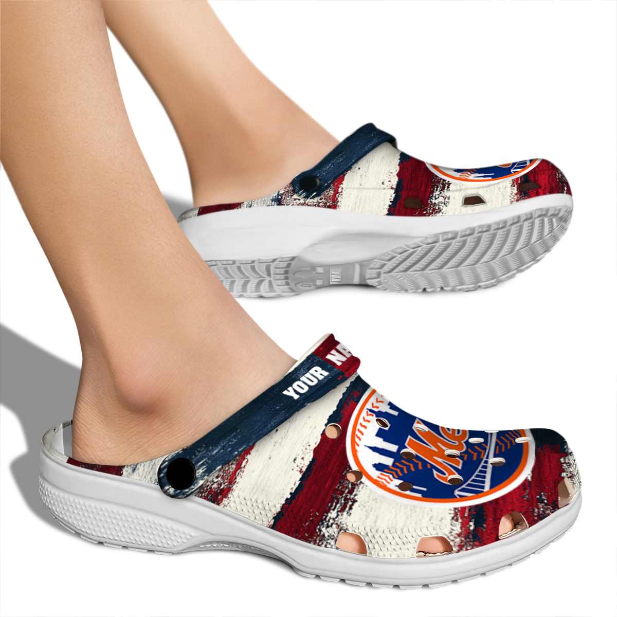 Merchidea New York Mets MLB Sport Crocs Crocband Clogs Shoes Comfortable For Men Women and Kids