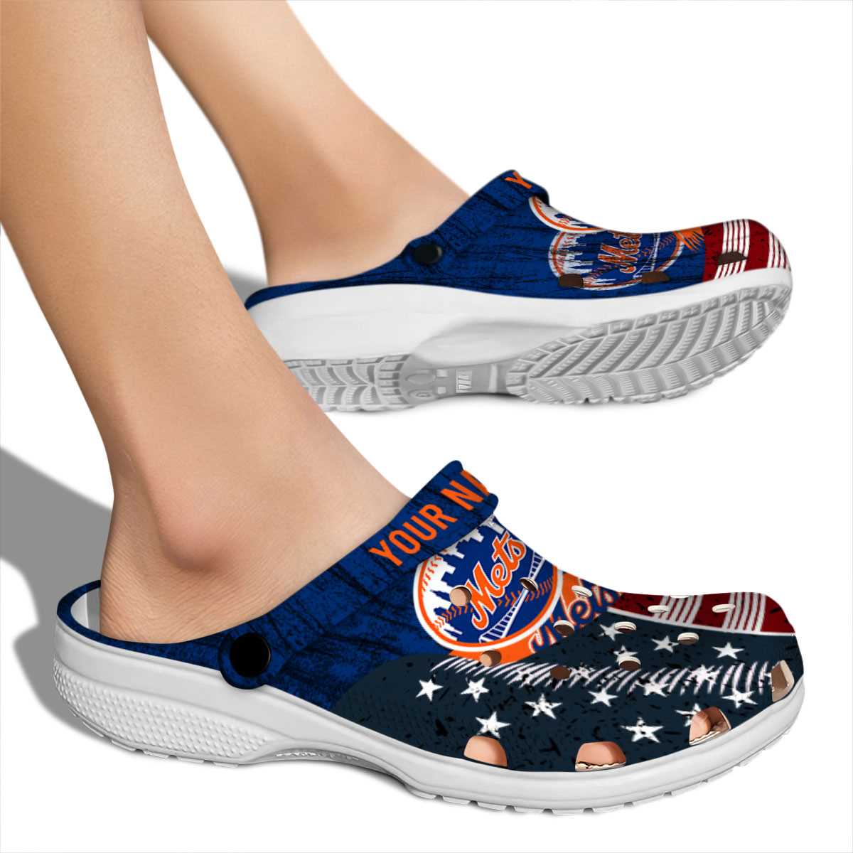 Merchidea New York Mets MLB Sport Crocs Crocband Clogs Shoes Comfortable For Men Women and Kids