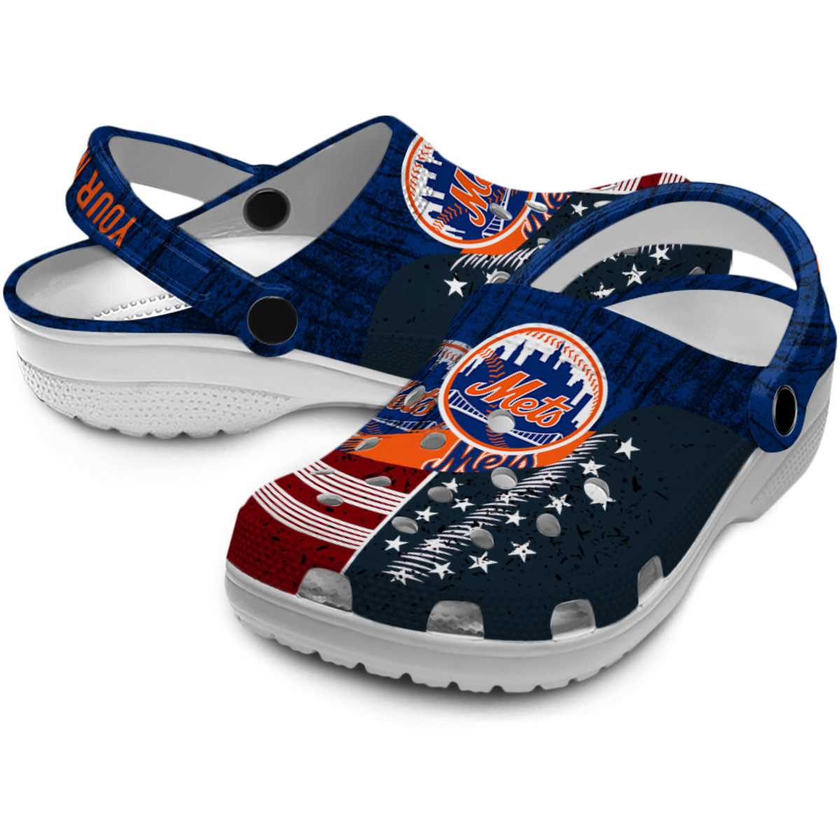 Merchidea New York Mets MLB Sport Crocs Crocband Clogs Shoes Comfortable For Men Women and Kids