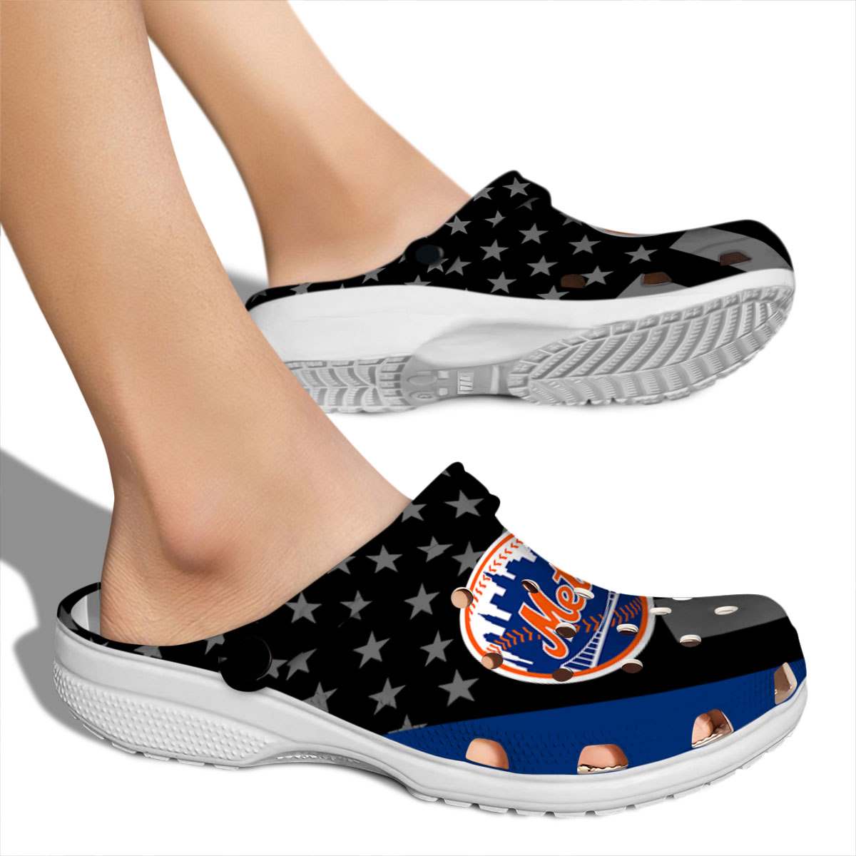 Merchidea New York Mets MLB Sport Crocs Crocband Clogs Shoes Comfortable For Men Women and Kids