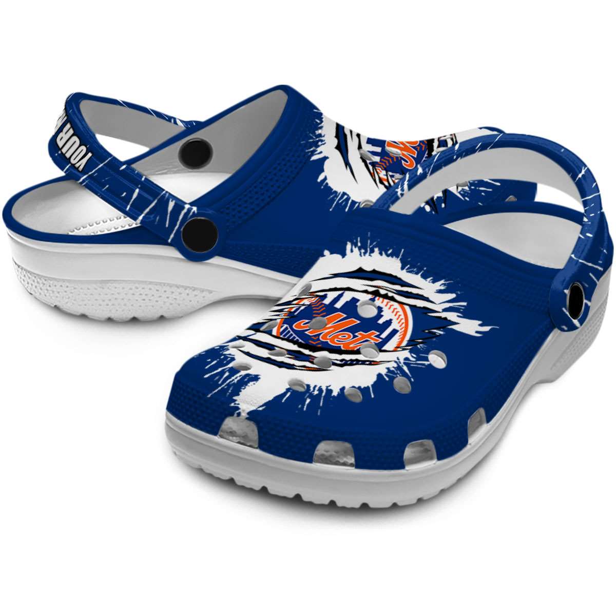 Merchidea New York Mets MLB Sport Crocs Crocband Clogs Shoes Comfortable For Men Women and Kids