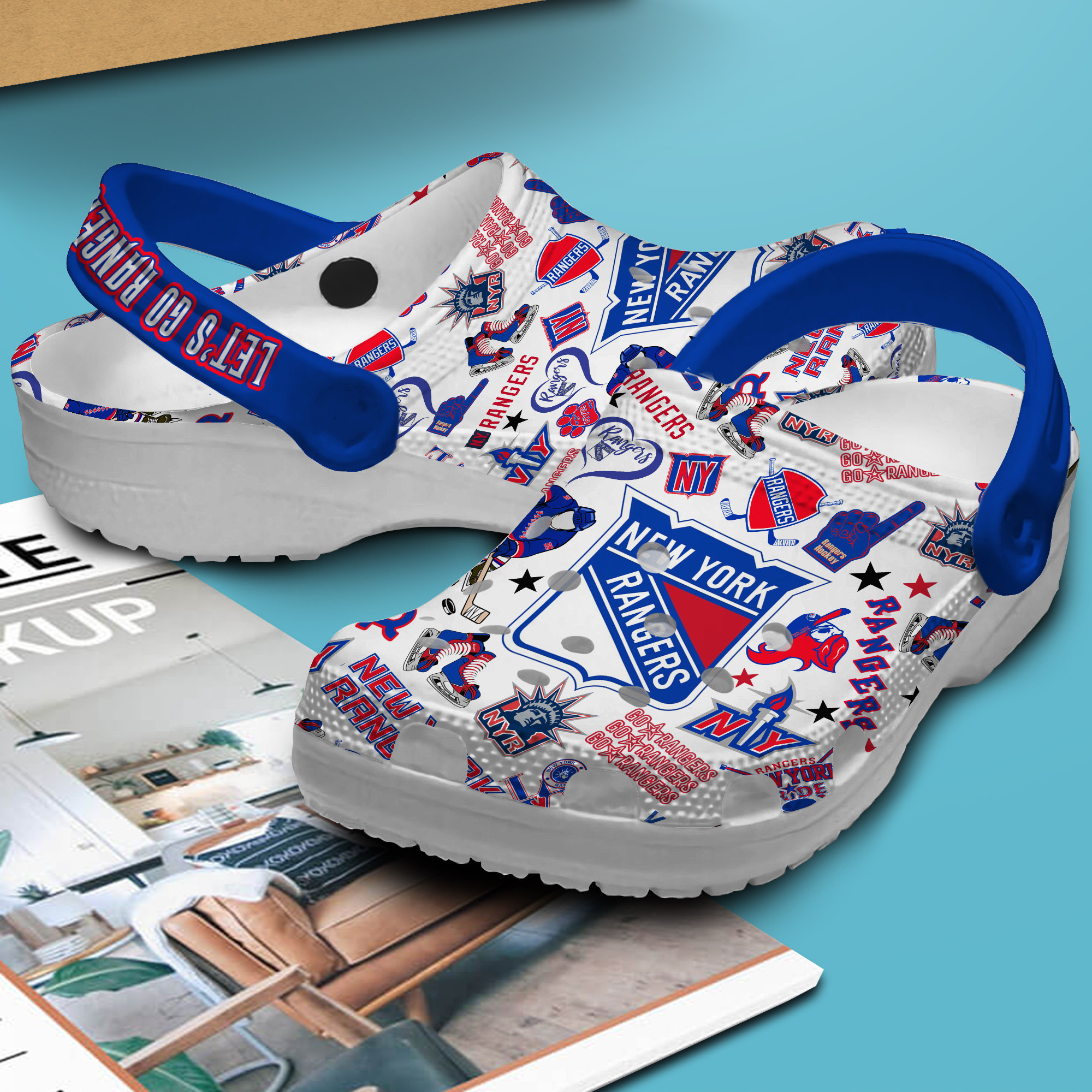 Merchidea New York Rangers NHL Sport Crocs Crocband Clogs Shoes Comfortable For Men Women and Kids