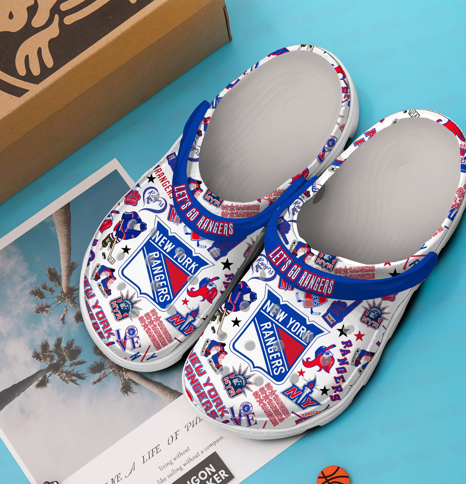 Merchidea New York Rangers NHL Sport Crocs Crocband Clogs Shoes Comfortable For Men Women and Kids