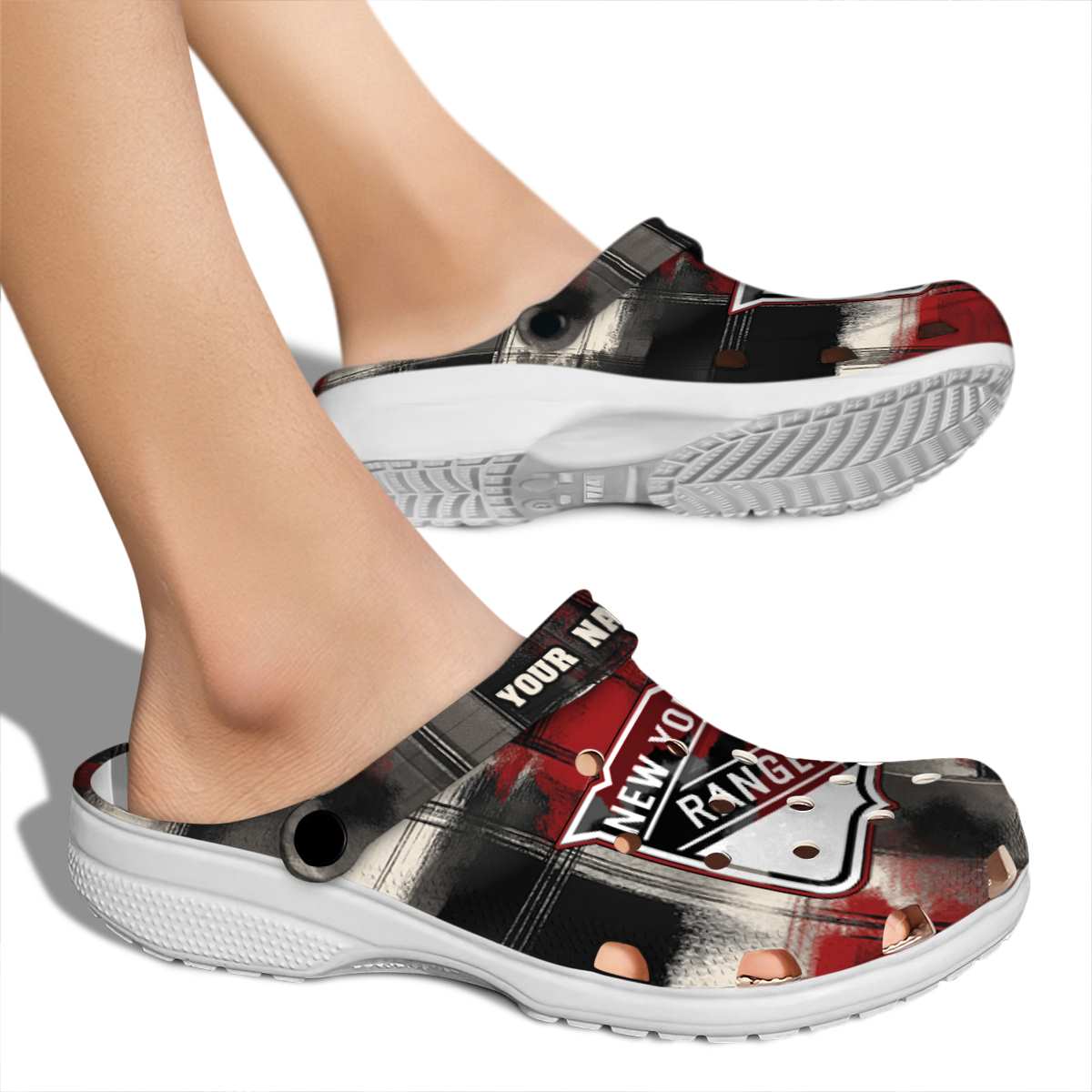 Merchidea New York Rangers NHL Sport Crocs Crocband Clogs Shoes Comfortable For Men Women and Kids