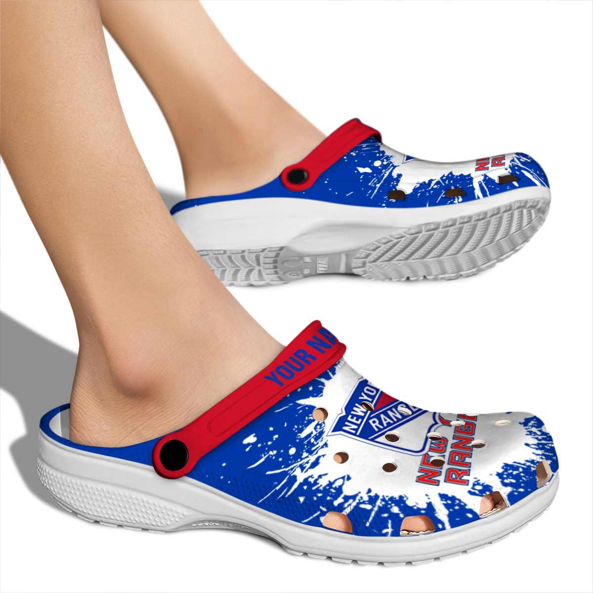 Merchidea New York Rangers NHL Sport Crocs Crocband Clogs Shoes Comfortable For Men Women and Kids