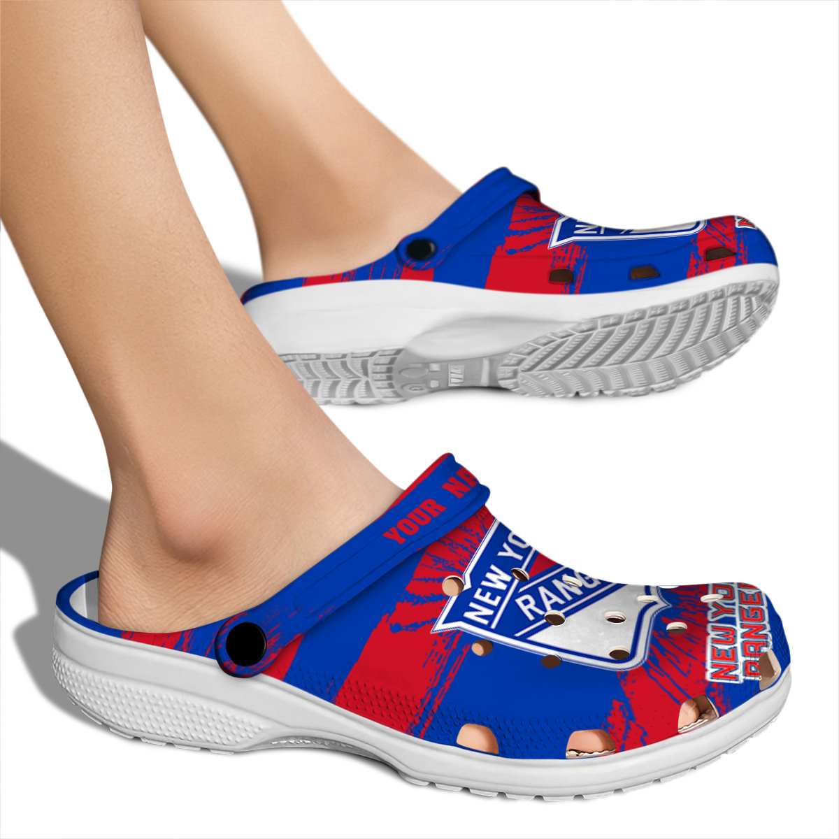 Merchidea New York Rangers NHL Sport Crocs Crocband Clogs Shoes Comfortable For Men Women and Kids