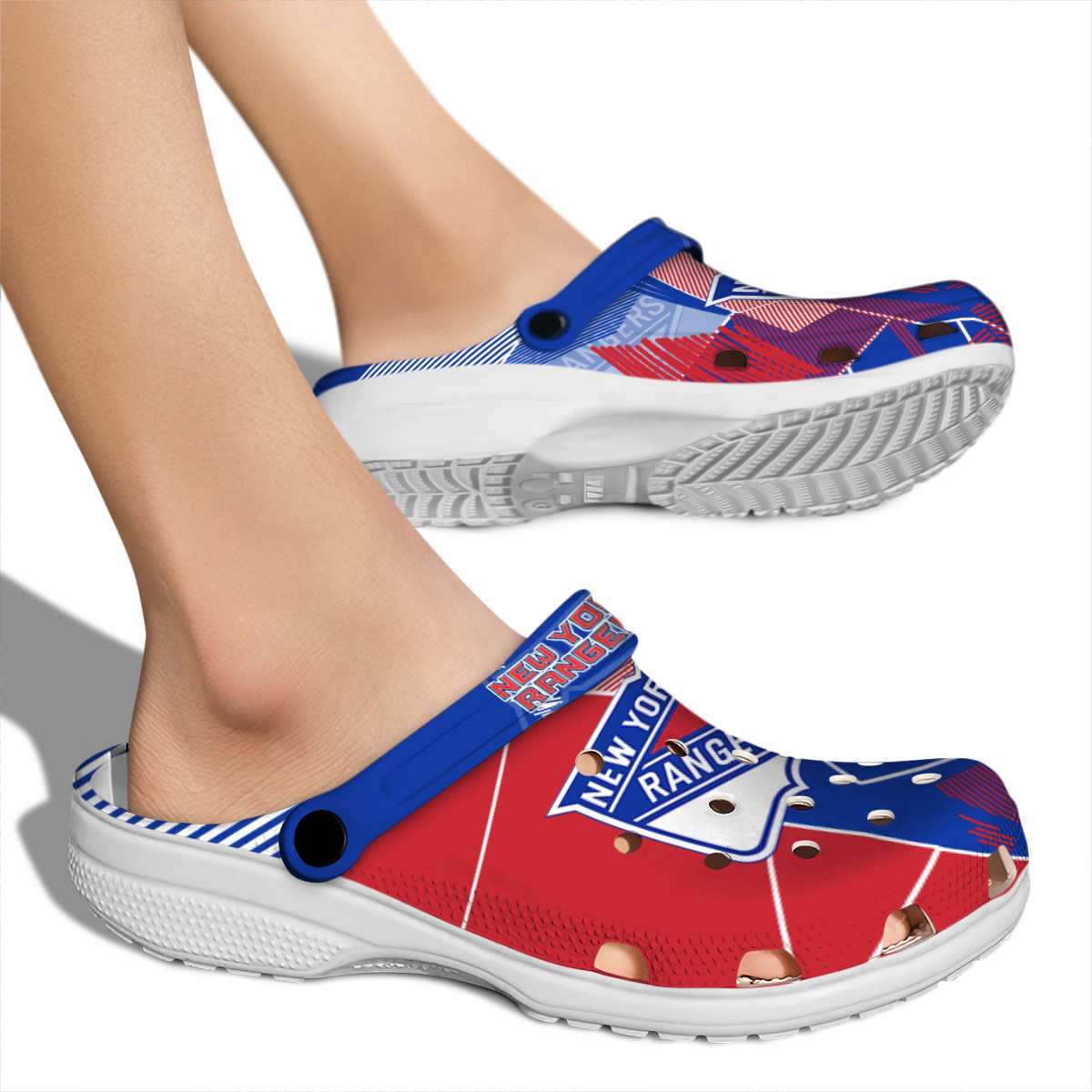 Merchidea New York Rangers NHL Sport Crocs Crocband Clogs Shoes Comfortable For Men Women and Kids