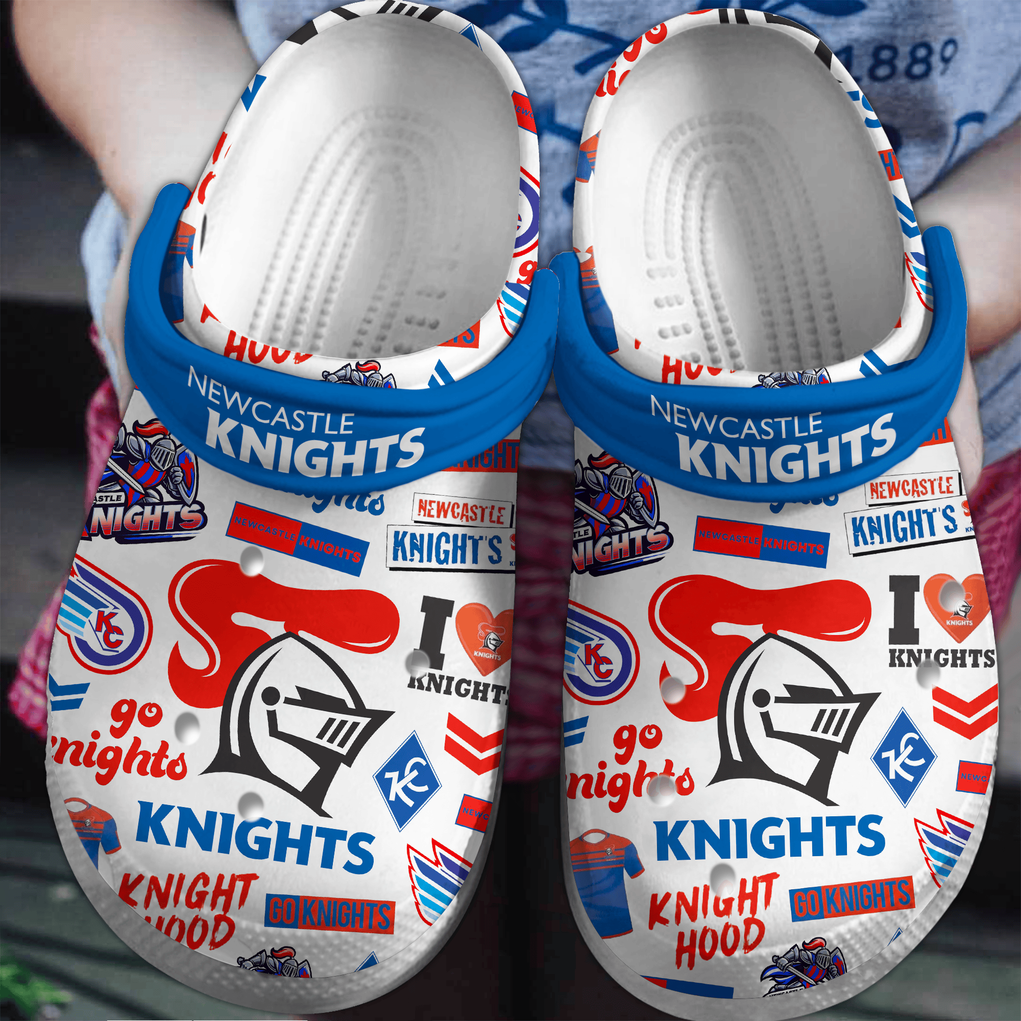 Merchidea Newcastle Knights NRL Sport Crocs Crocband Clogs Shoes Comfortable For Men Women and Kids