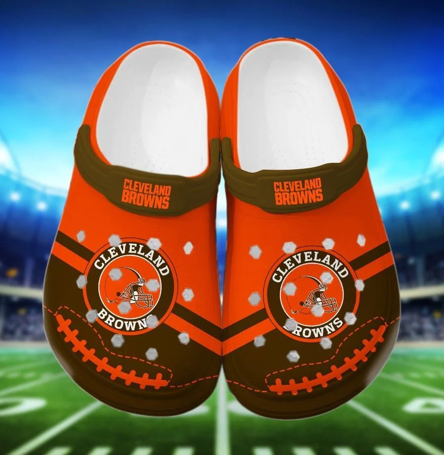 Merchidea NFL Cleveland Browns Football Crocband Clogs Shoes Crocs Comfortable For Men Women