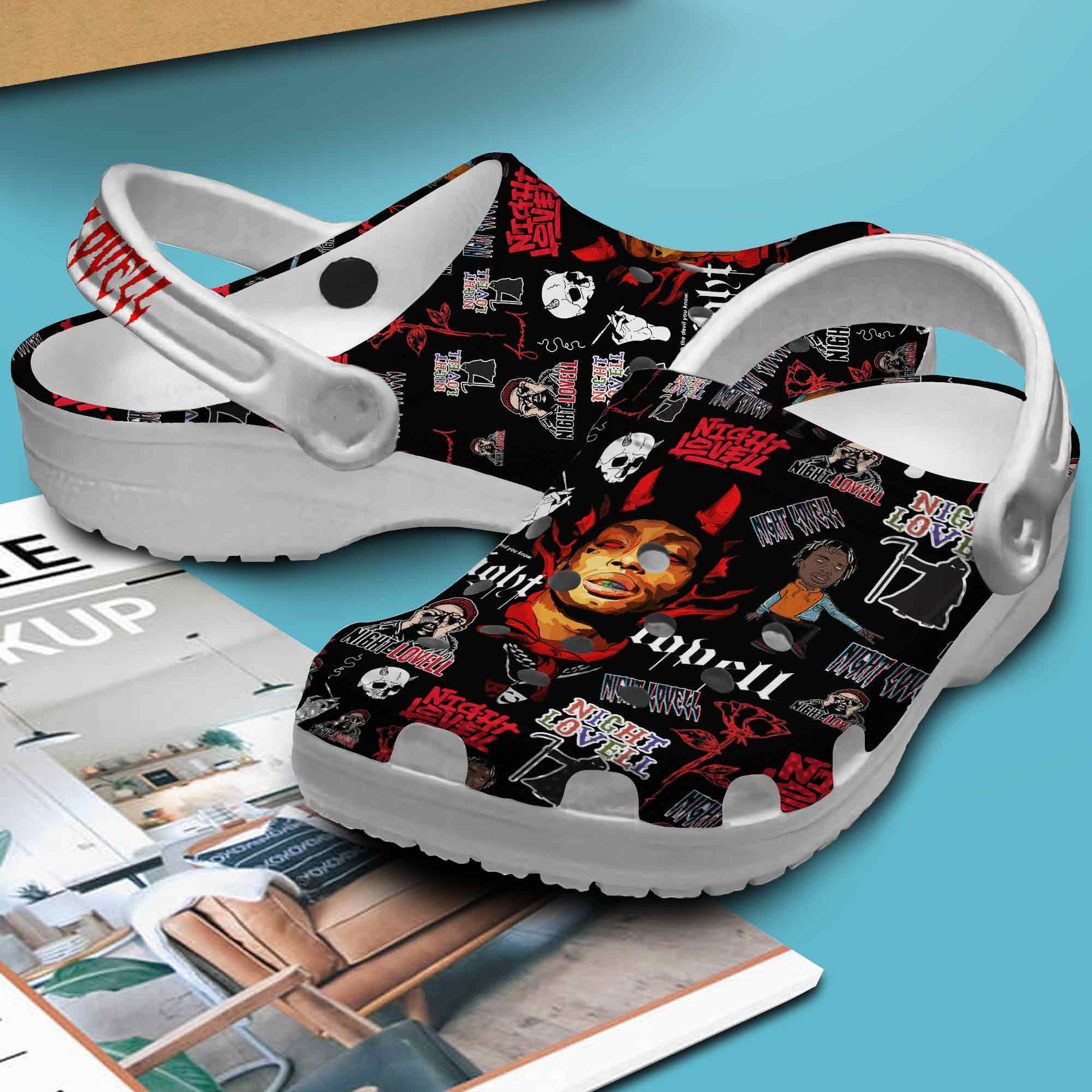 Merchidea Night Lovell Music Crocs Crocband Clogs Shoes Comfortable For Men Women and Kids