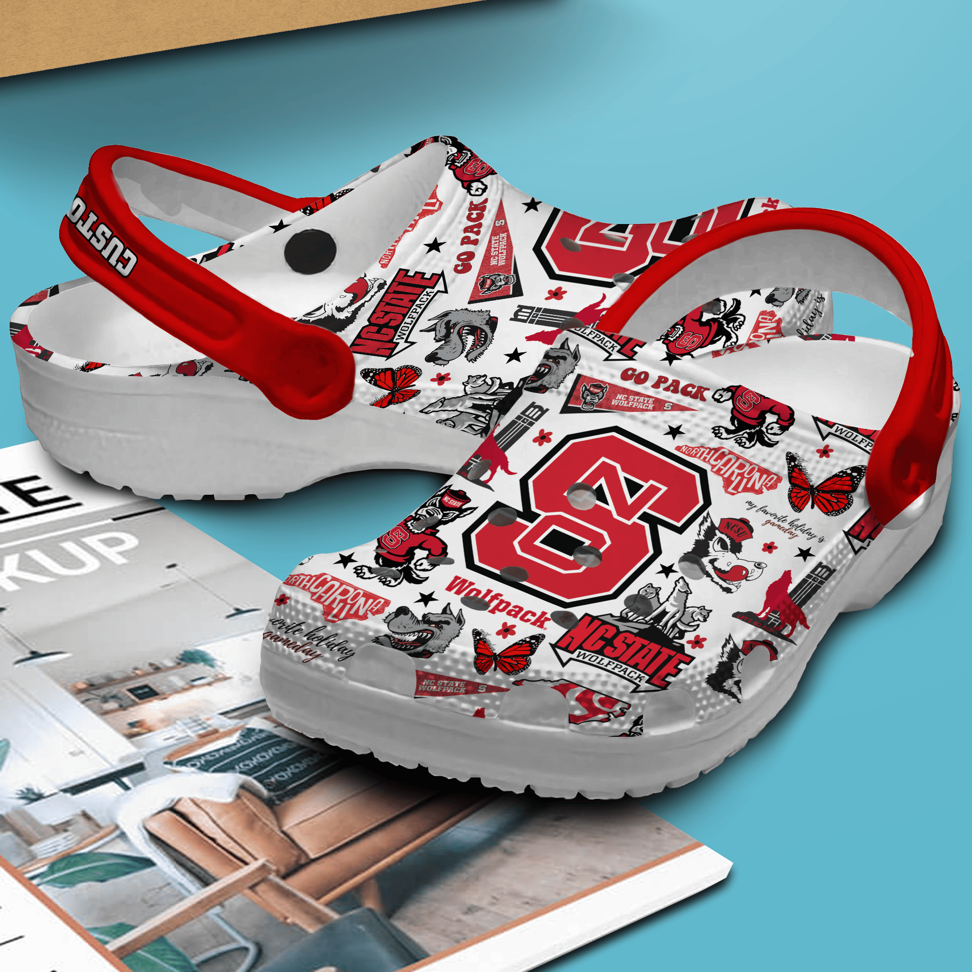 Merchidea North Carolina State University Crocs Crocband Clogs Shoes Comfortable For Men Women and Kids
