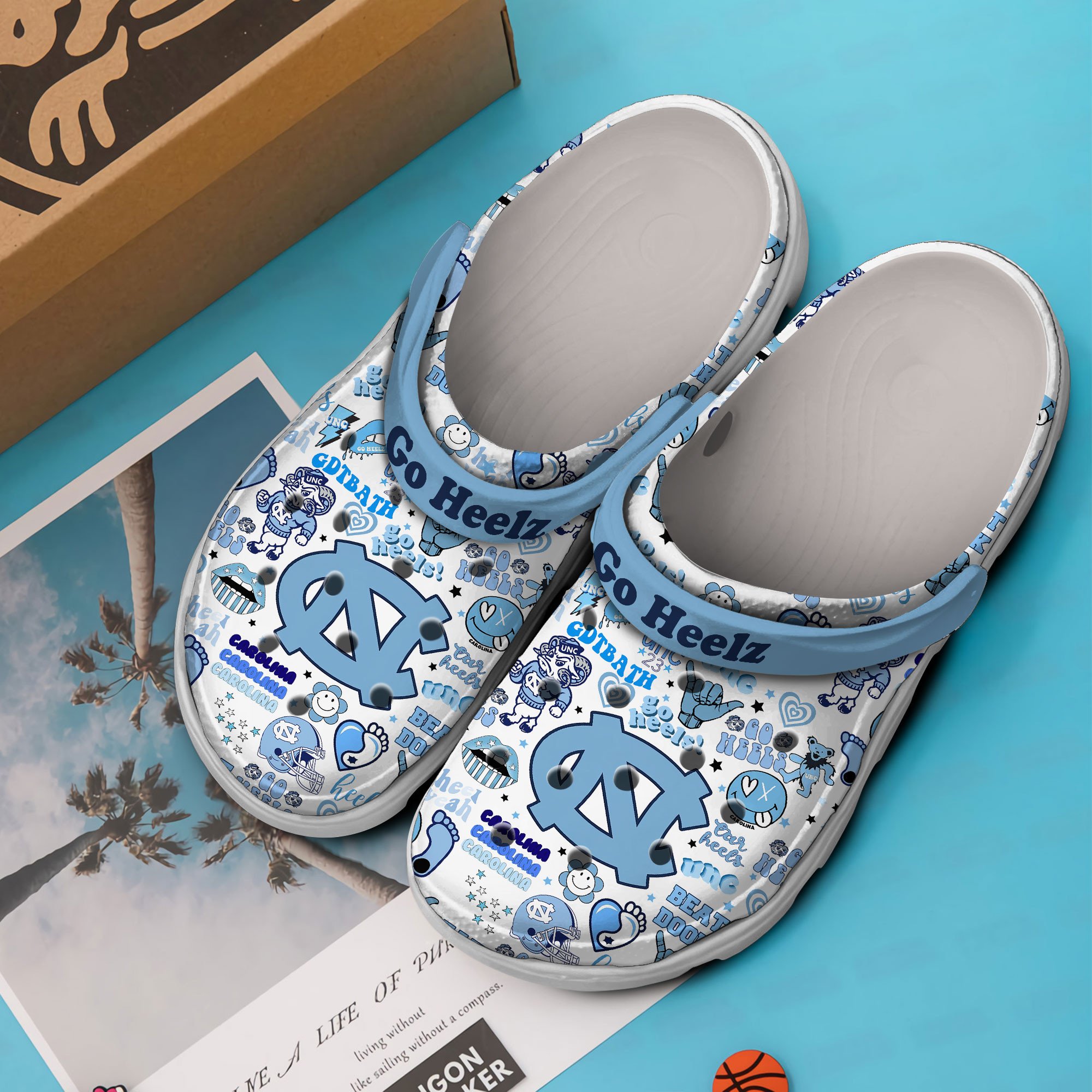 Merchidea North Carolina Tar Heels NCAA Sport Crocs Crocband Clogs Shoes Comfortable For Men Women and Kids