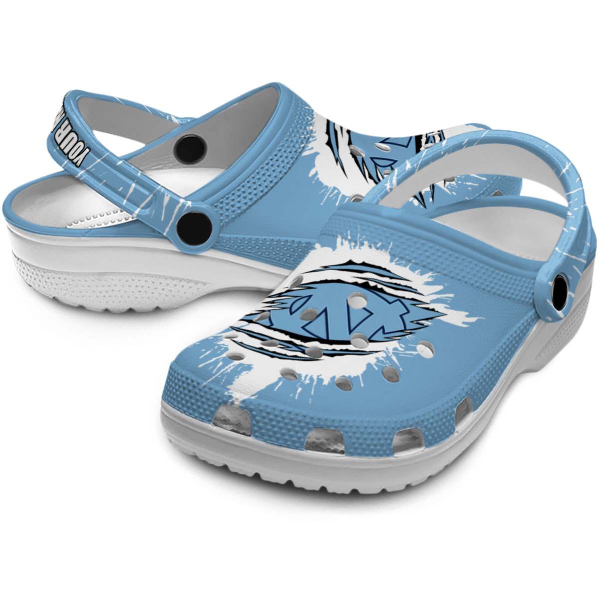 Merchidea North Carolina Tar Heels NCAA Sport Crocs Crocband Clogs Shoes Comfortable For Men Women and Kids