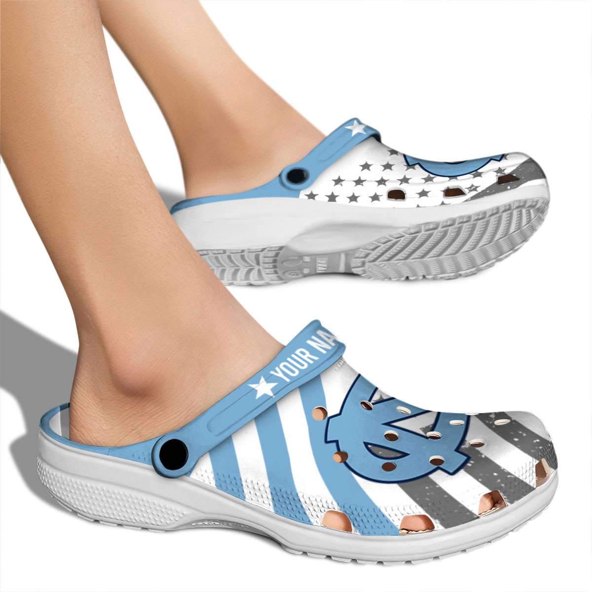 Merchidea North Carolina Tar Heels NCAA Sport Crocs Crocband Clogs Shoes Comfortable For Men Women and Kids