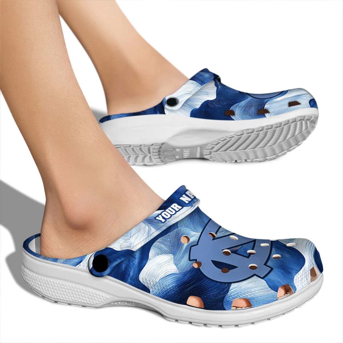Merchidea North Carolina Tar Heels NCAA Sport Crocs Crocband Clogs Shoes Comfortable For Men Women and Kids