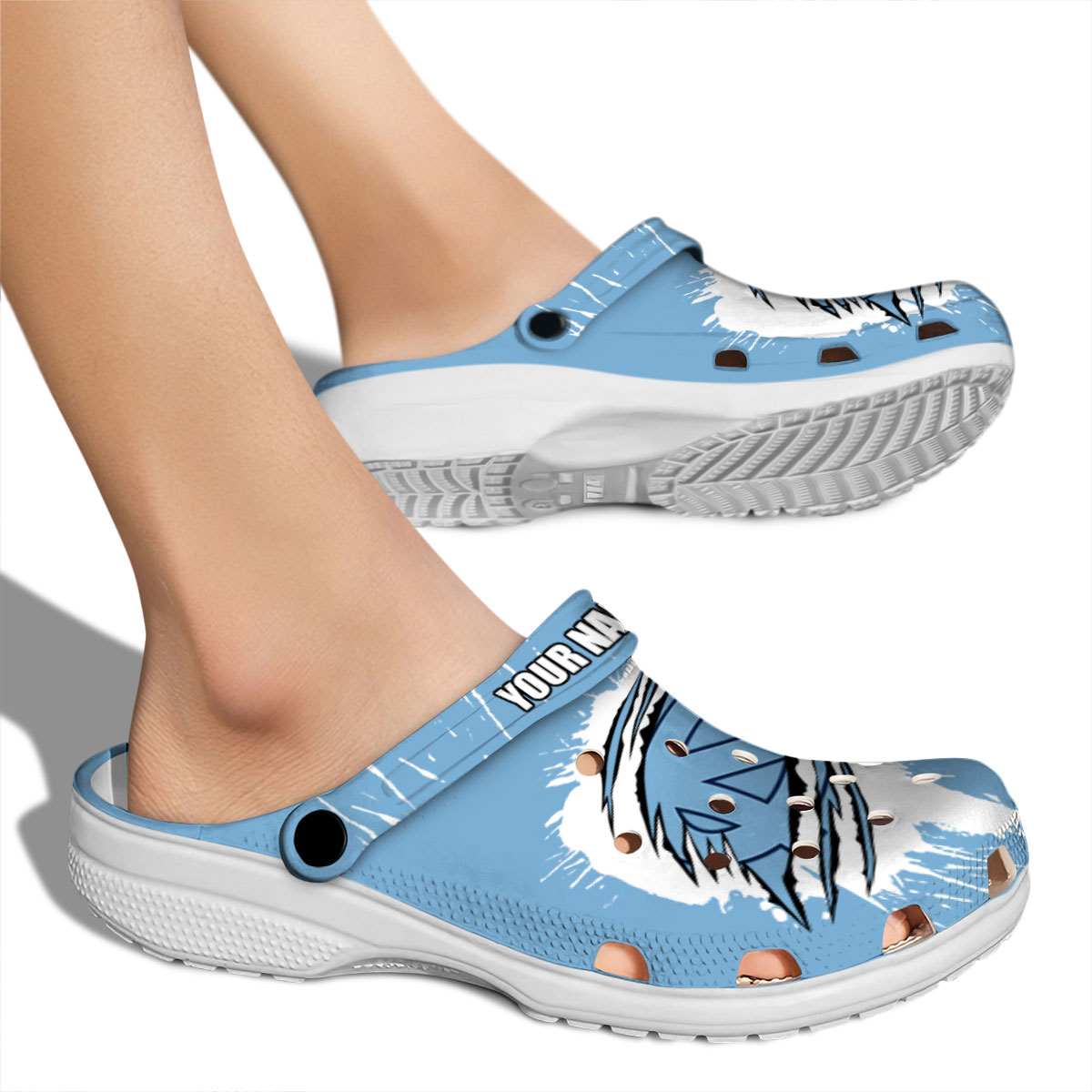 Merchidea North Carolina Tar Heels NCAA Sport Crocs Crocband Clogs Shoes Comfortable For Men Women and Kids