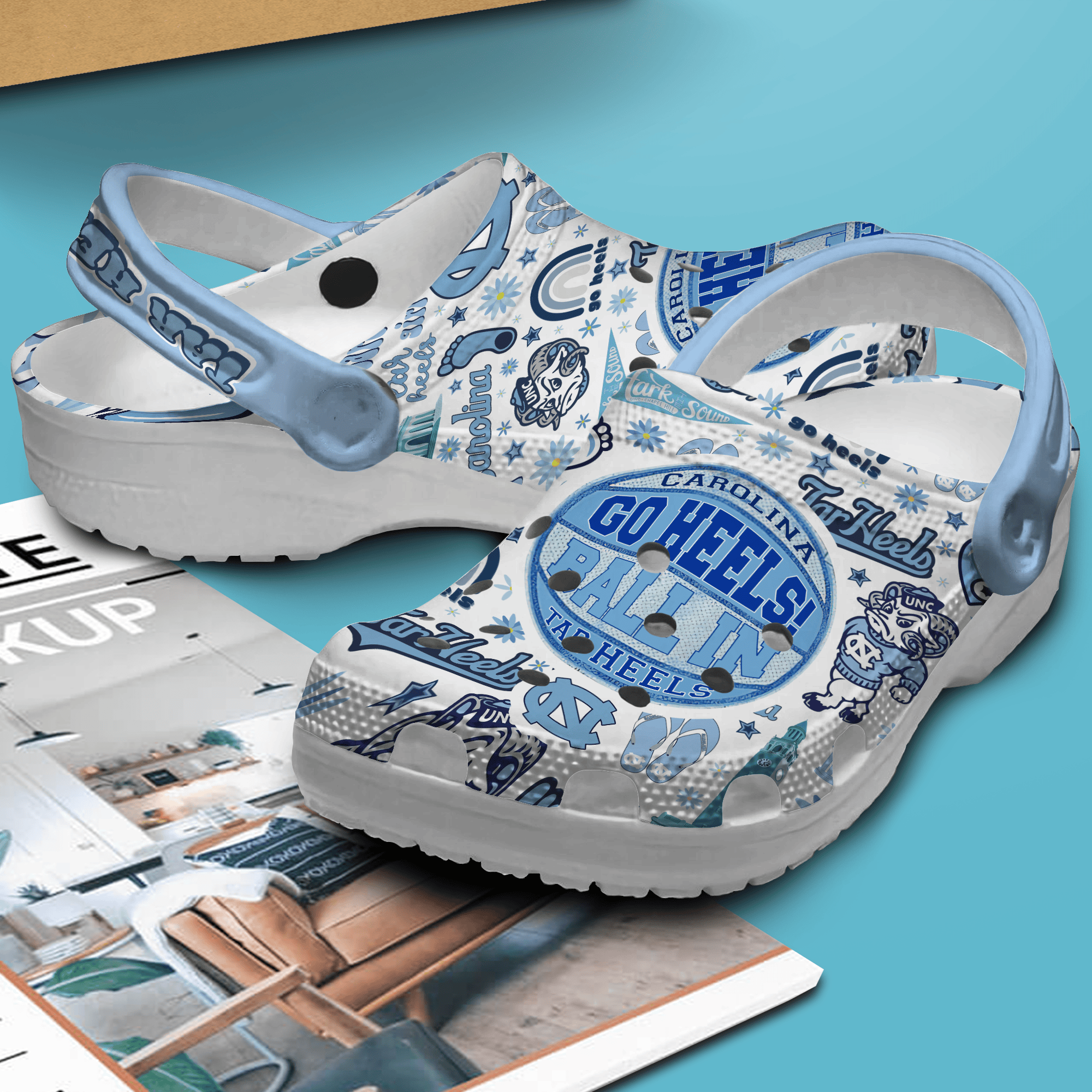 Merchidea North Carolina Tar Heels NCAA Sport Crocs Crocband Clogs Shoes Comfortable For Men Women and Kids