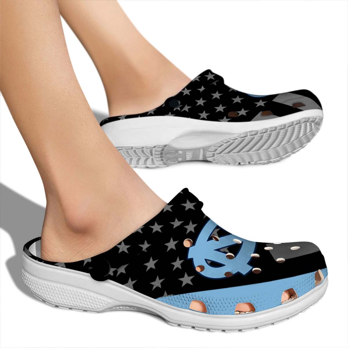Merchidea North Carolina Tar Heels NCAA Sport Crocs Crocband Clogs Shoes Comfortable For Men Women and Kids