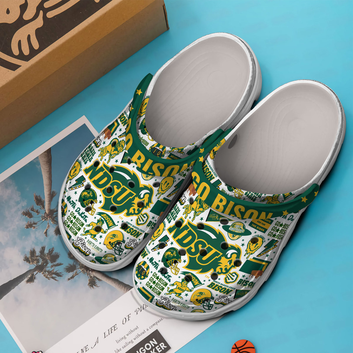 Merchidea North Dakota State Bison NCAA Sport Crocs Crocband Clogs Shoes Comfortable For Men Women and Kids