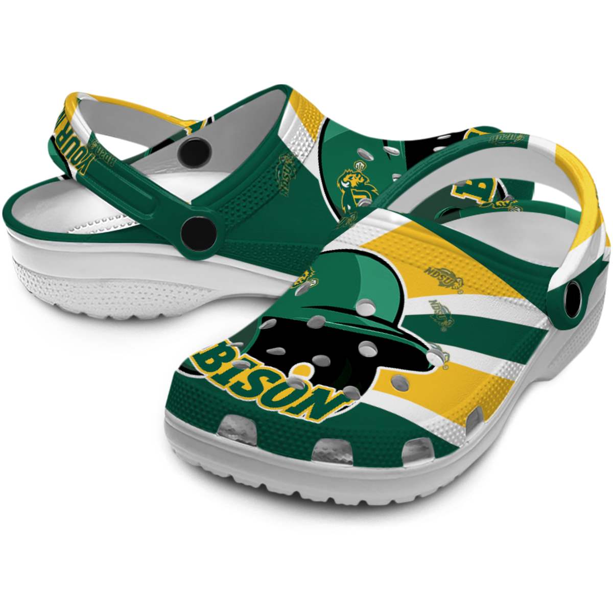 Merchidea North Dakota State Bison NCAA Sport Crocs Crocband Clogs Shoes Comfortable For Men Women and Kids