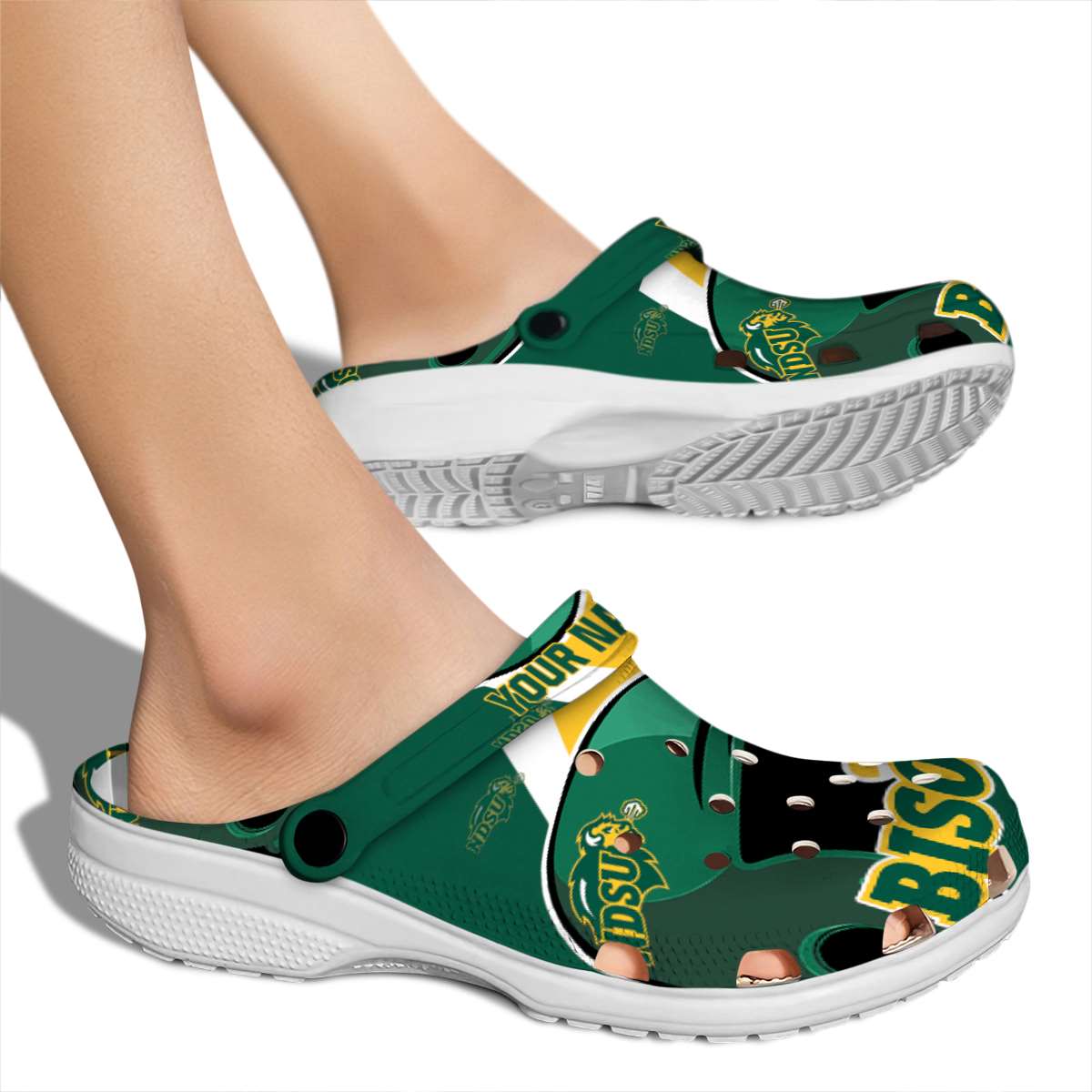Merchidea North Dakota State Bison NCAA Sport Crocs Crocband Clogs Shoes Comfortable For Men Women and Kids