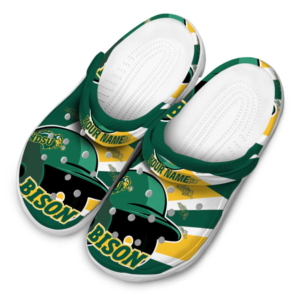 Merchidea North Dakota State Bison NCAA Sport Crocs Crocband Clogs Shoes Comfortable For Men Women and Kids