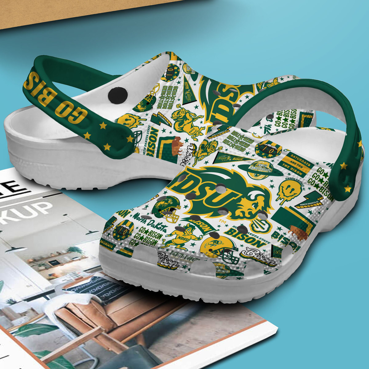Merchidea North Dakota State Bison NCAA Sport Crocs Crocband Clogs Shoes Comfortable For Men Women and Kids