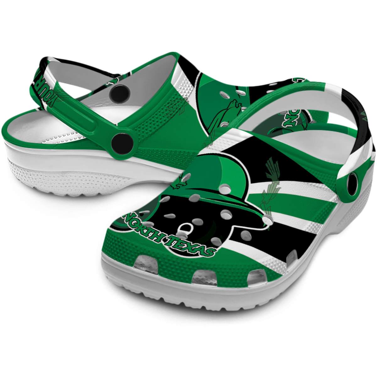 Merchidea North Texas Mean Green NCAA Sport Crocs Crocband Clogs Shoes Comfortable For Men Women and Kids