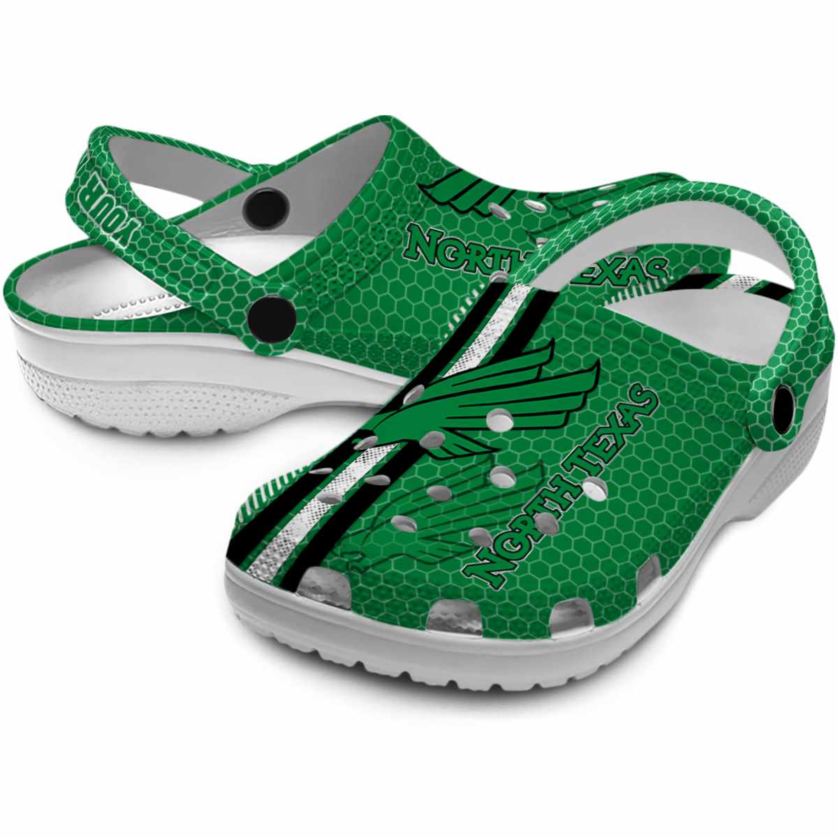 Merchidea North Texas Mean Green NCAA Sport Crocs Crocband Clogs Shoes Comfortable For Men Women and Kids