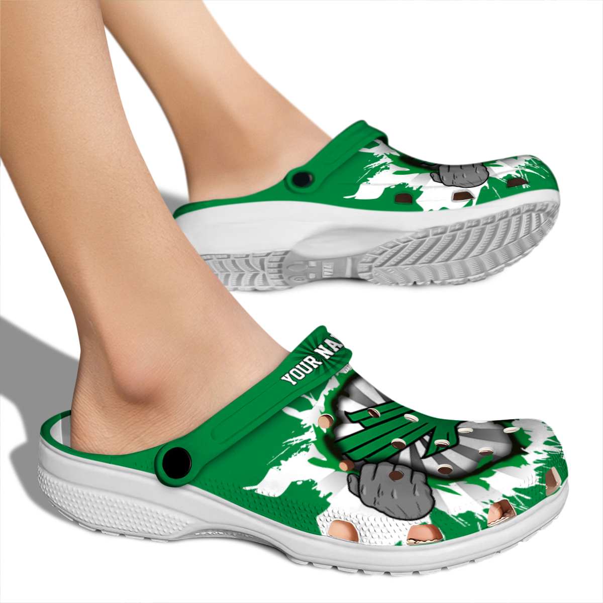 Merchidea North Texas Mean Green NCAA Sport Crocs Crocband Clogs Shoes Comfortable For Men Women and Kids