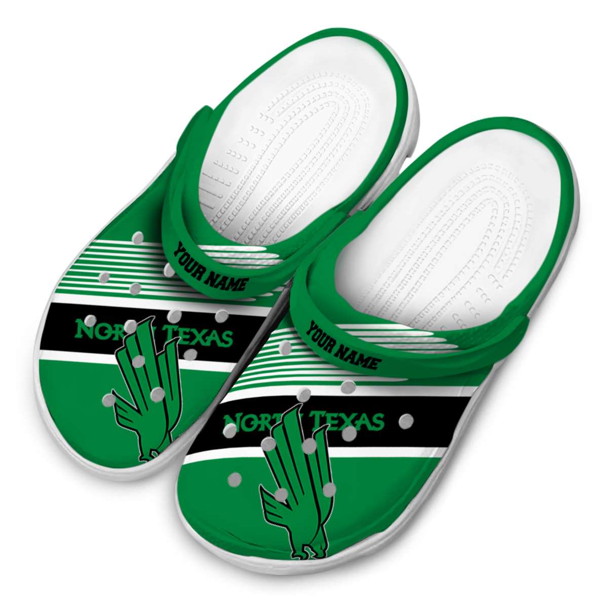 Merchidea North Texas Mean Green NCAA Sport Crocs Crocband Clogs Shoes Comfortable For Men Women and Kids