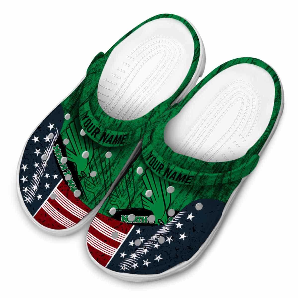 Merchidea North Texas Mean Green NCAA Sport Crocs Crocband Clogs Shoes Comfortable For Men Women and Kids