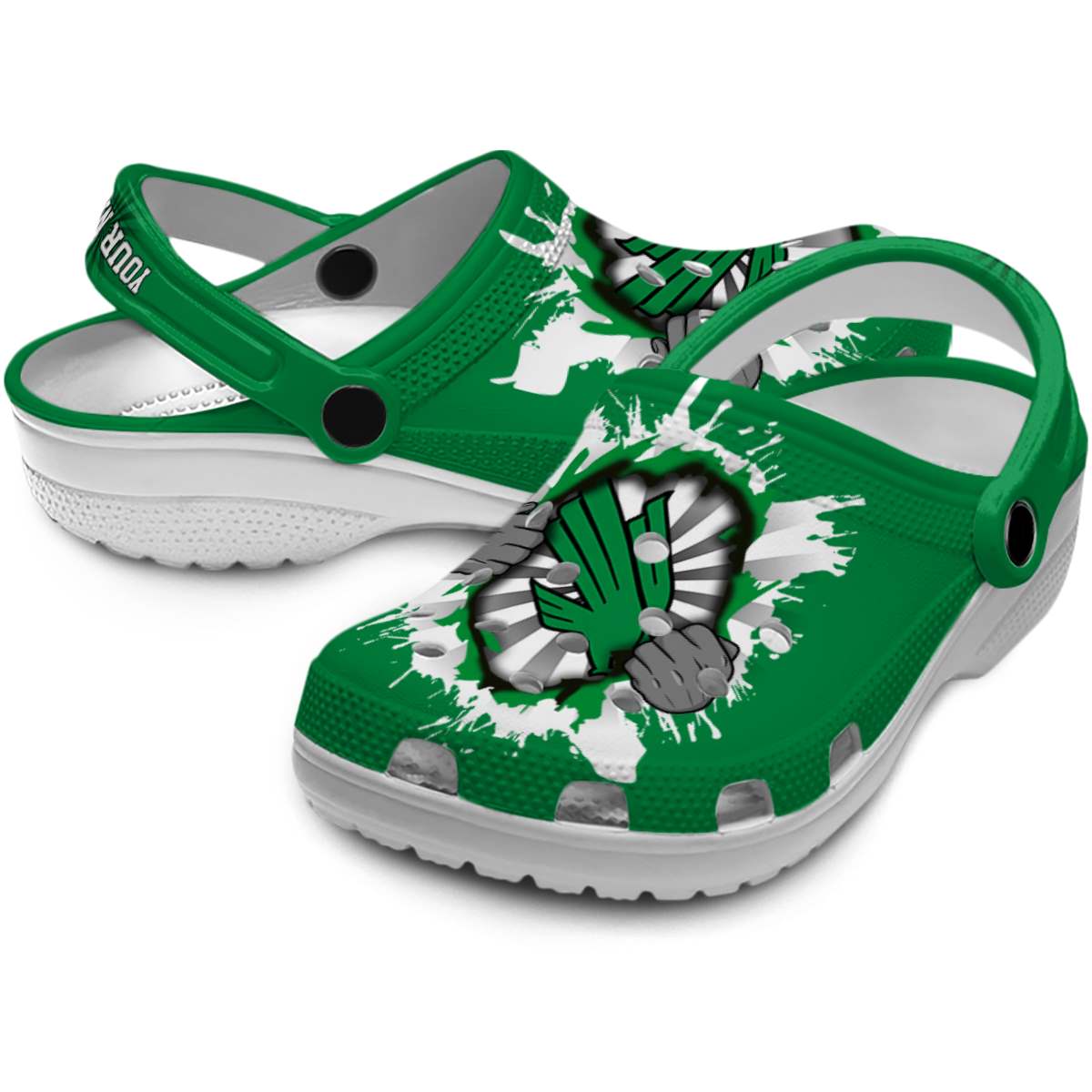 Merchidea North Texas Mean Green NCAA Sport Crocs Crocband Clogs Shoes Comfortable For Men Women and Kids