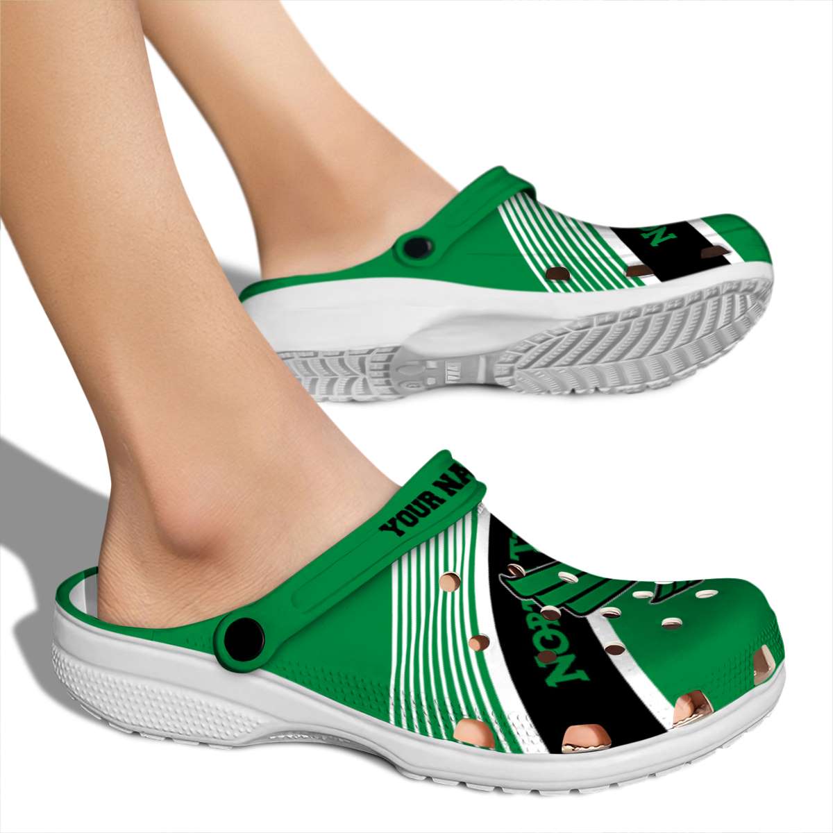 Merchidea North Texas Mean Green NCAA Sport Crocs Crocband Clogs Shoes Comfortable For Men Women and Kids