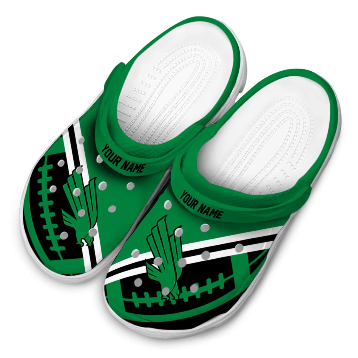 Merchidea North Texas Mean Green NCAA Sport Crocs Crocband Clogs Shoes Comfortable For Men Women and Kids