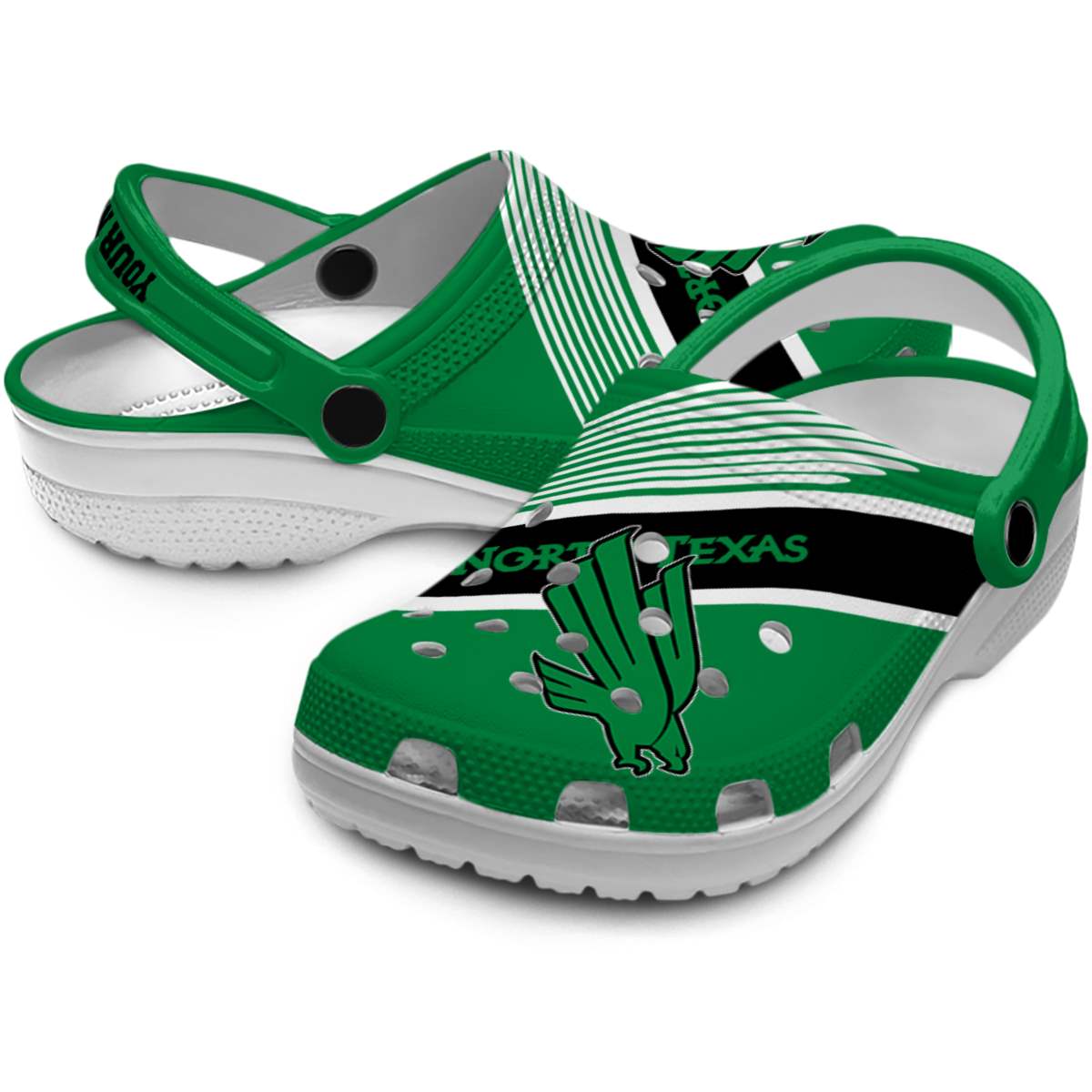 Merchidea North Texas Mean Green NCAA Sport Crocs Crocband Clogs Shoes Comfortable For Men Women and Kids