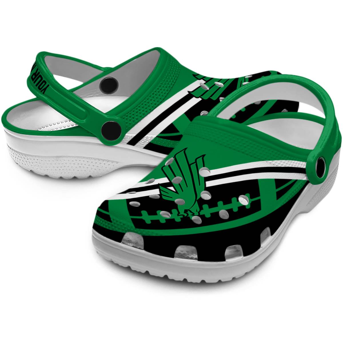 Merchidea North Texas Mean Green NCAA Sport Crocs Crocband Clogs Shoes Comfortable For Men Women and Kids
