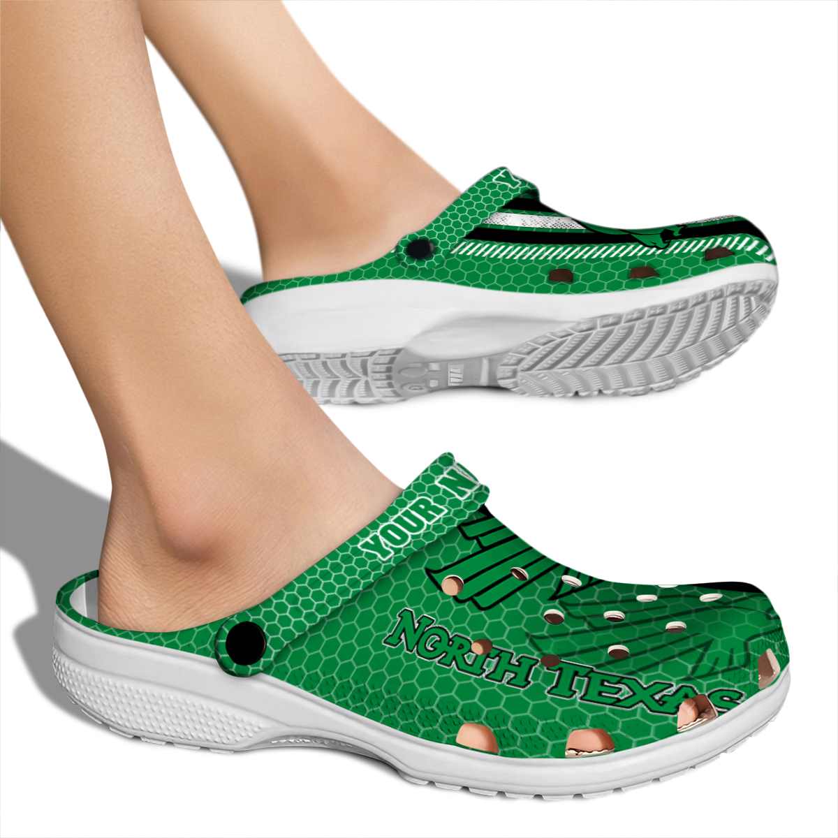 Merchidea North Texas Mean Green NCAA Sport Crocs Crocband Clogs Shoes Comfortable For Men Women and Kids