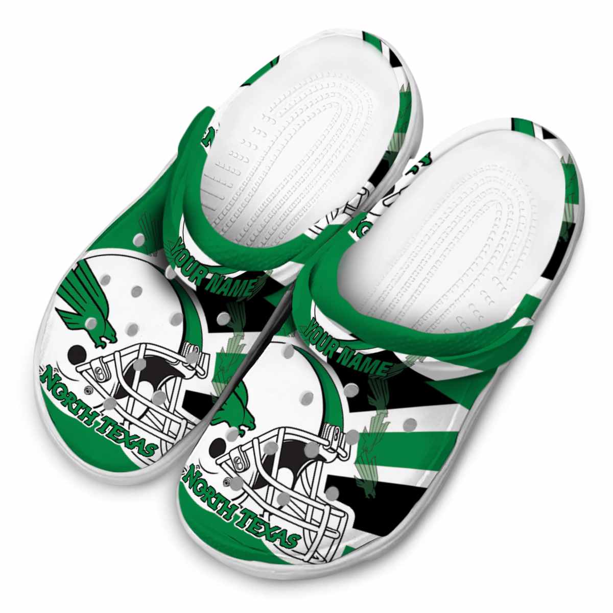 Merchidea North Texas Mean Green NCAA Sport Crocs Crocband Clogs Shoes Comfortable For Men Women and Kids